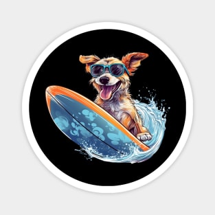 Surfing Cute Dog Magnet